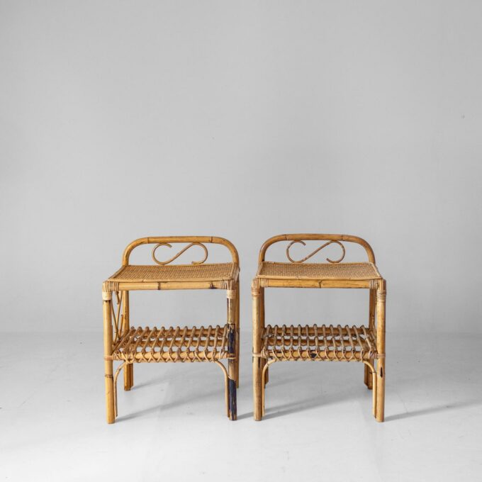 Midcentury Modern Italian Bamboo Side Tables, set of two, Italy 1960s - Image 5