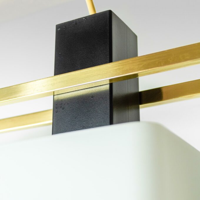 1960s Italian Stilnovo Ceiling Pendant with Opaline Glass Shades and Brass Details - Image 5