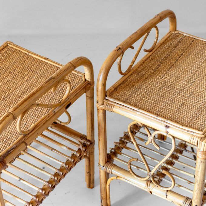 Midcentury Modern Italian Bamboo Side Tables, set of two, Italy 1960s - Image 9