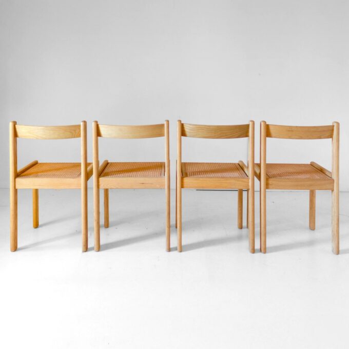 Set of Four Italian Oak Dining Chairs with Vienna Straw Seats, 1970s - Image 3