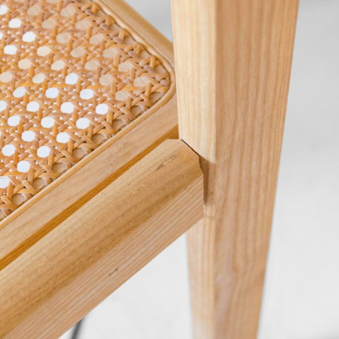 Set of Four Italian Oak Dining Chairs with Vienna Straw Seats, 1970s - Image 8