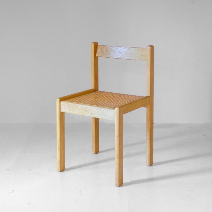 Set of Four Italian Oak Dining Chairs with Vienna Straw Seats, 1970s - Image 11