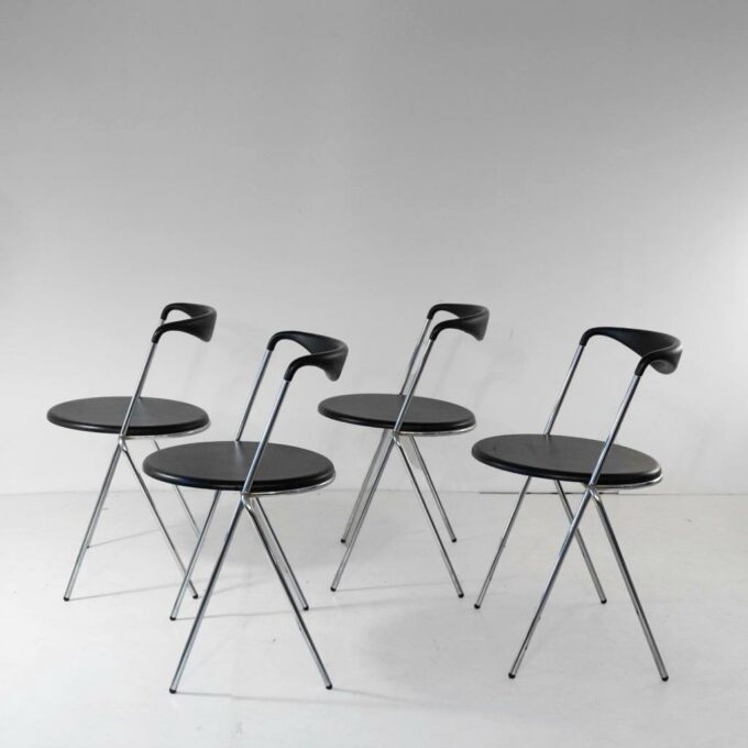 Industrial Stackable Dining Chairs in the style of Hans Eichenberger, set of four - Image 5