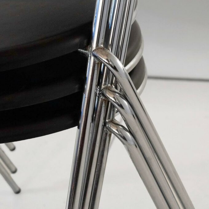 Industrial Stackable Dining Chairs in the style of Hans Eichenberger, set of four - Image 10
