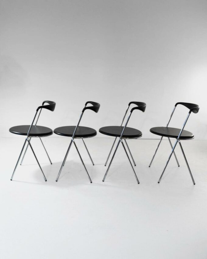 Industrial Stackable Dining Chairs in the style of Hans Eichenberger, set of four - Image 12