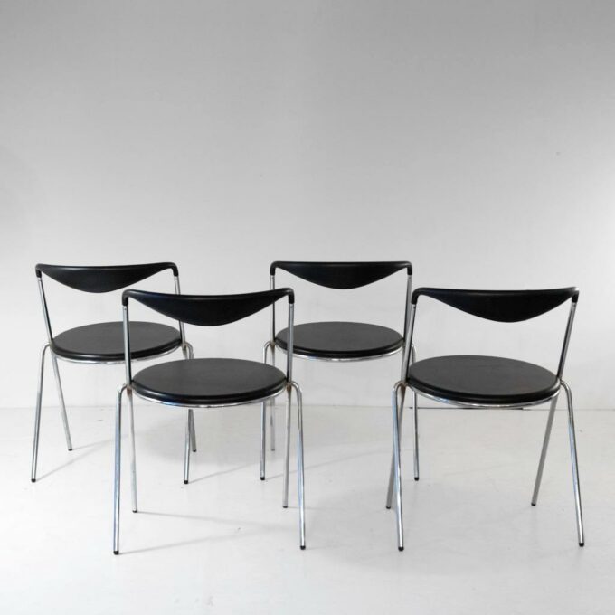 Industrial Stackable Dining Chairs in the style of Hans Eichenberger, set of four - Image 9