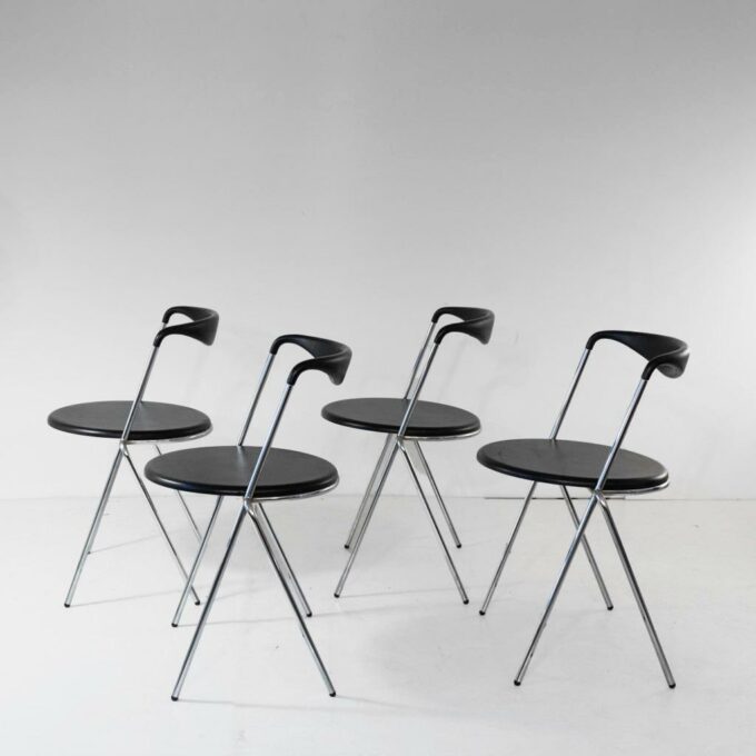 Industrial Stackable Dining Chairs in the style of Hans Eichenberger, set of four - Image 7