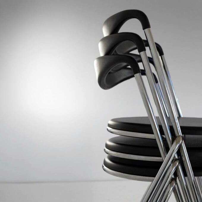 Industrial Stackable Dining Chairs in the style of Hans Eichenberger, set of four - Image 2