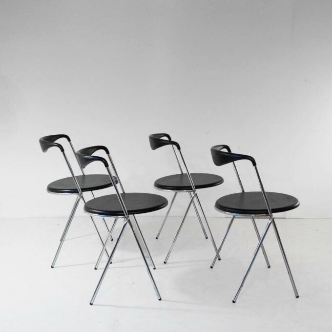 Industrial Stackable Dining Chairs in the style of Hans Eichenberger, set of four - Image 6