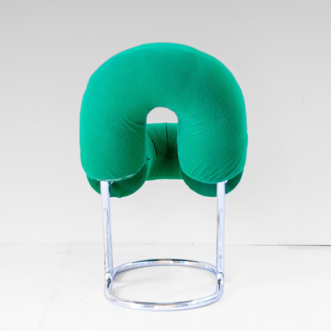 Space Age Italian Modern Desk Chair In Green Velvet and Chromed Metal - Image 5