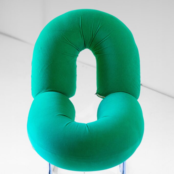 Space Age Italian Modern Desk Chair In Green Velvet and Chromed Metal - Image 7