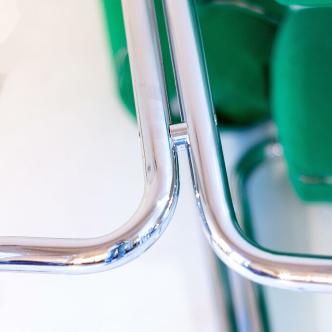 Space Age Italian Modern Desk Chair In Green Velvet and Chromed Metal - Image 13