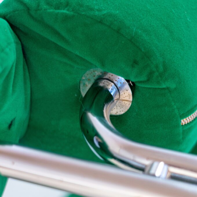 Space Age Italian Modern Desk Chair In Green Velvet and Chromed Metal - Image 14