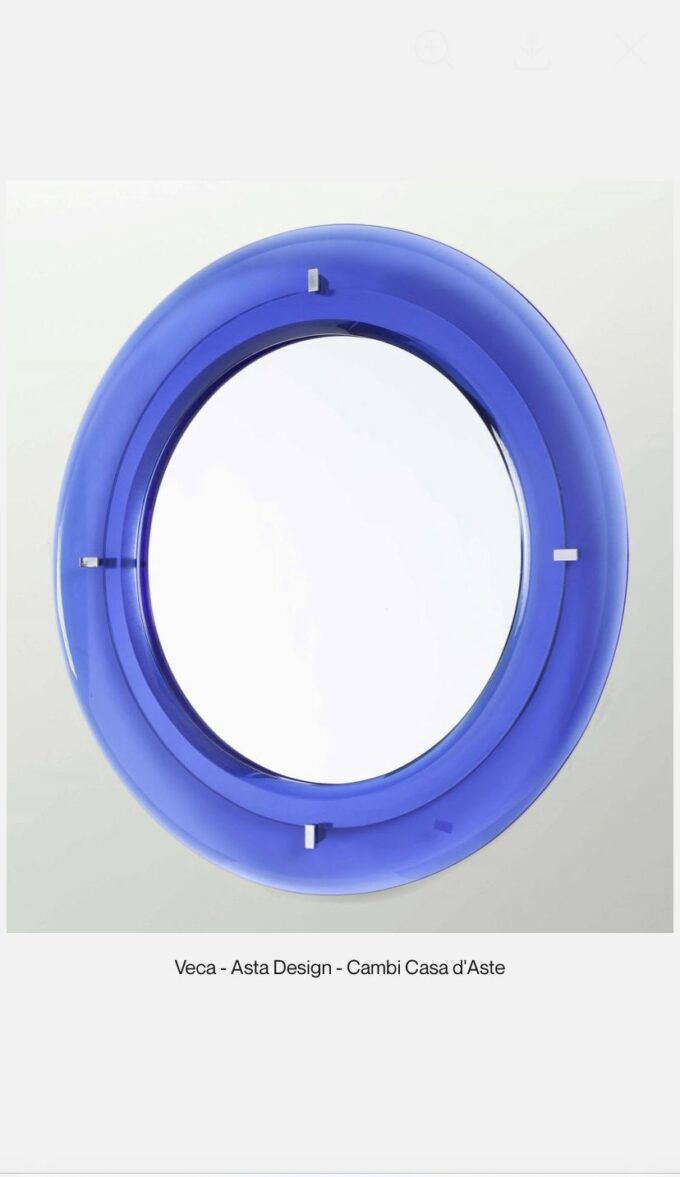 Midcentury Modern Beveled Round Wall Mirror, Veca, Italy 1970s - Image 12