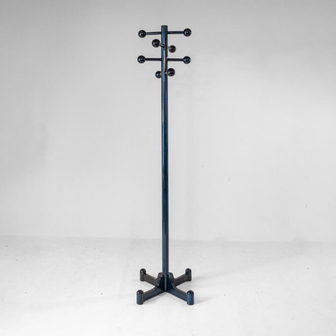1970s Italian Modern Dark Green Glazed Wood Coat Rack