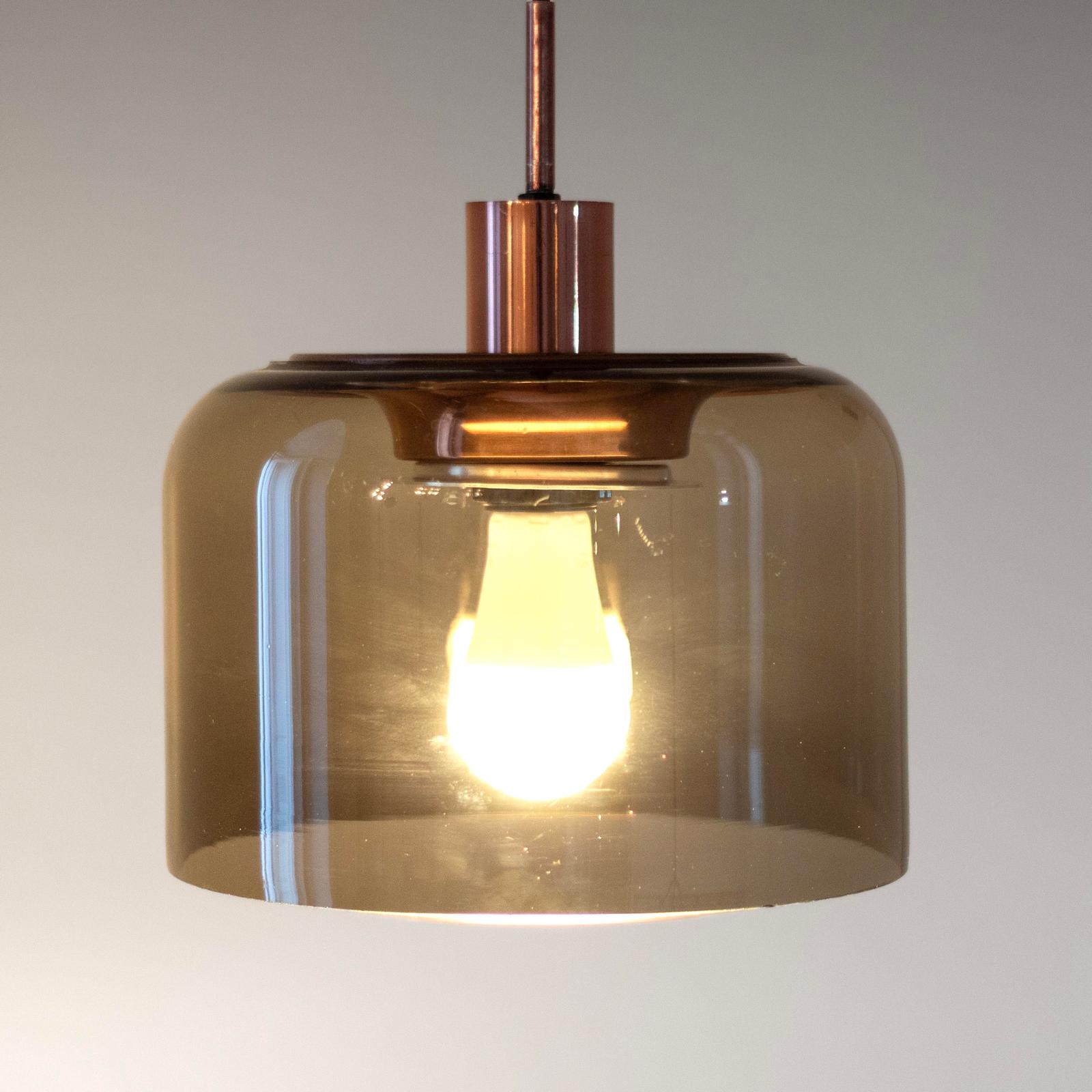 Design Italian Smoked Glass and Bronzed Pendant