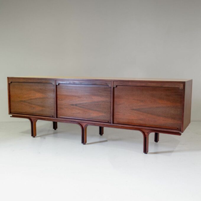 1950s Frattini for Bernini Italian Modern Sideboard – Wood Sliding Doors