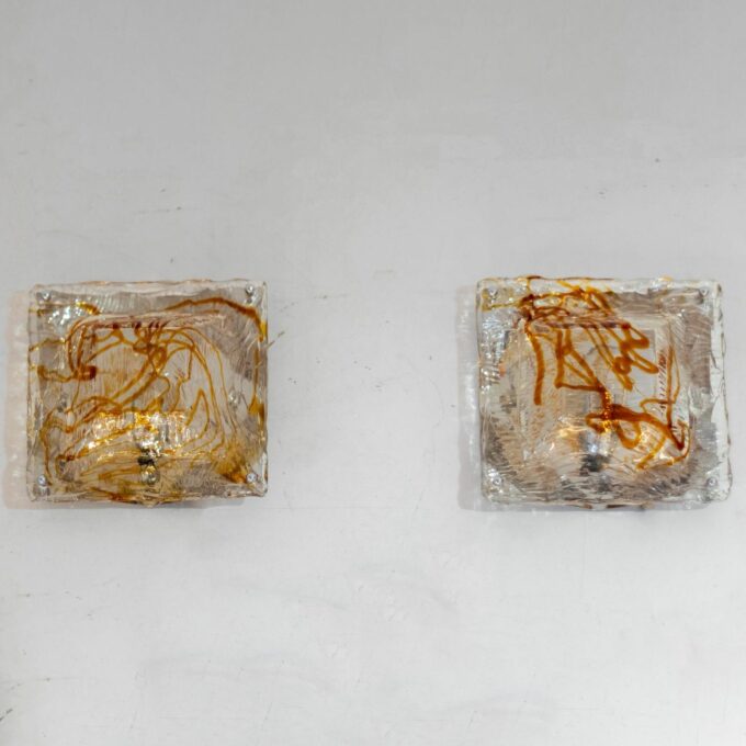 Pair of “Diamante” Murano Glass Wall Sconces by Carlo Nason for Mazzega - Image 2