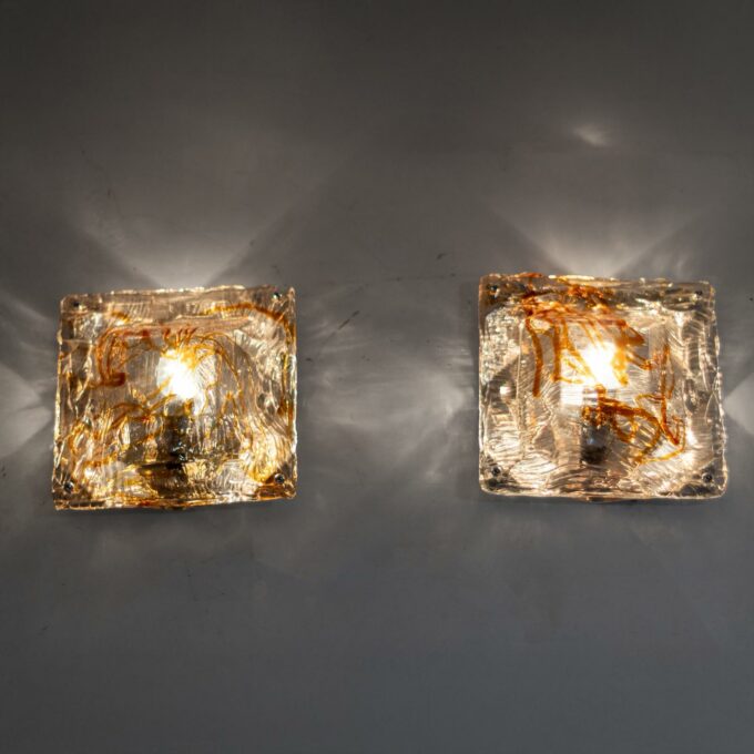 Pair of “Diamante” Murano Glass Wall Sconces by Carlo Nason for Mazzega - Image 3