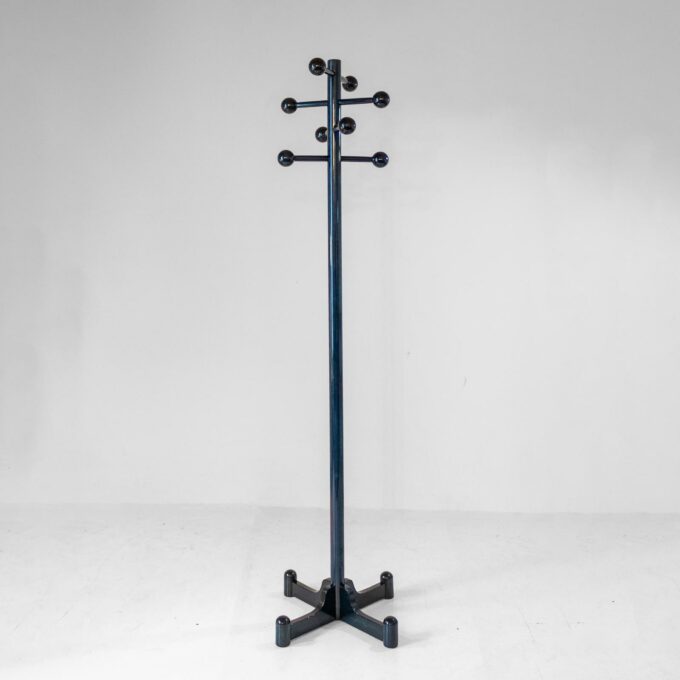 1970s Italian Modern Dark Green Glazed Wood Coat Rack - Image 2