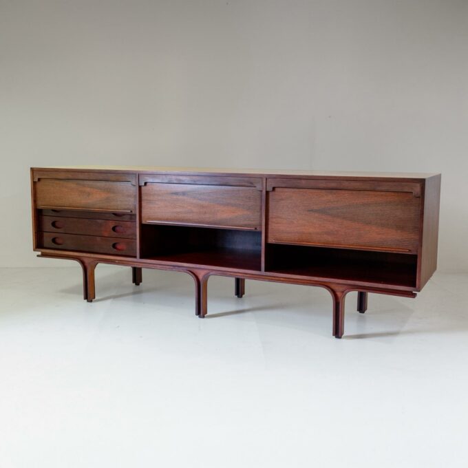 1950s Frattini for Bernini Italian Modern Sideboard – Wood Sliding Doors - Image 2