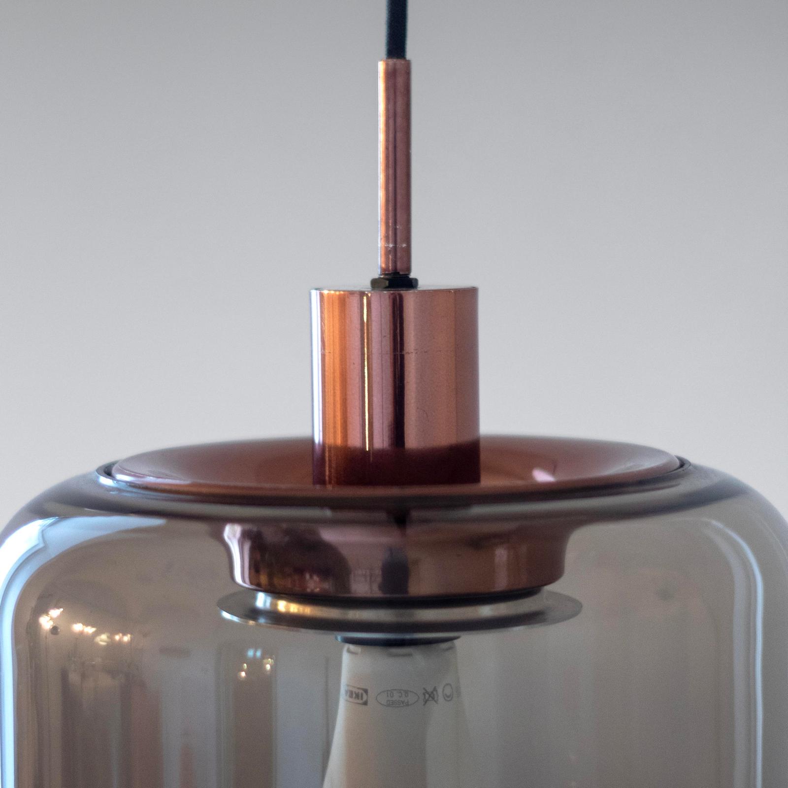 Design Italian Smoked Glass and Bronzed Pendant - Image 6