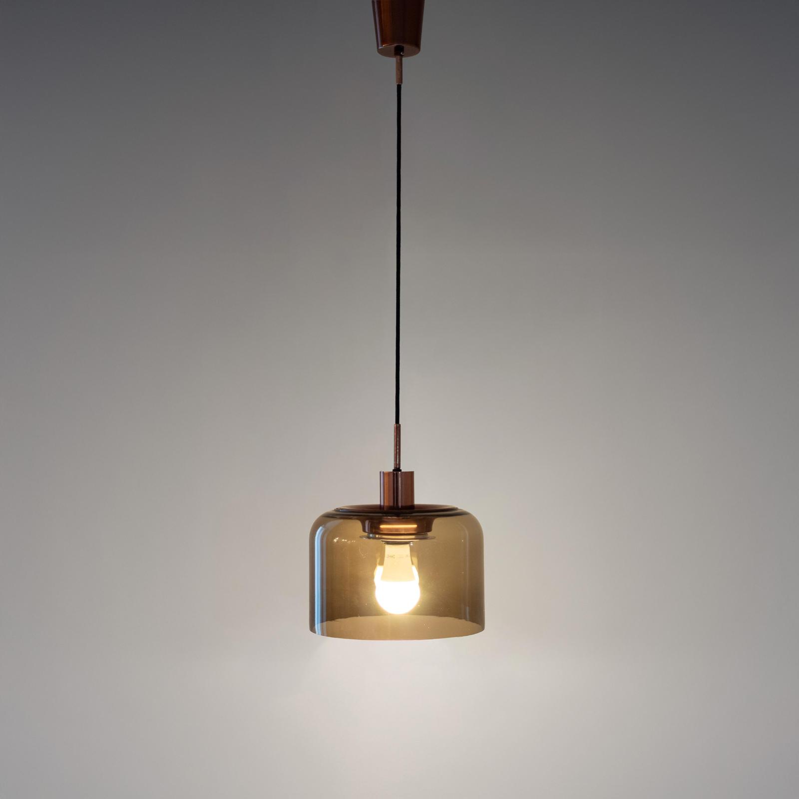Design Italian Smoked Glass and Bronzed Pendant - Image 2
