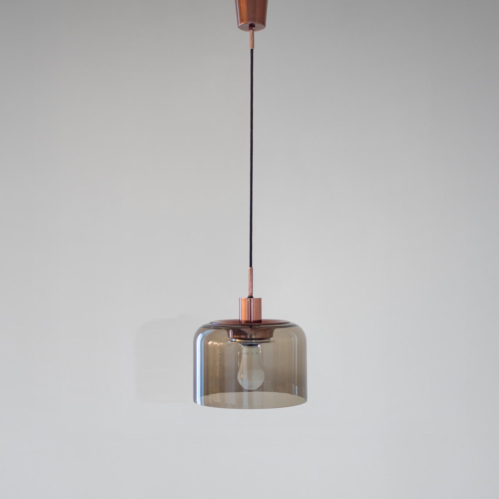 Design Italian Smoked Glass and Bronzed Pendant - Image 3