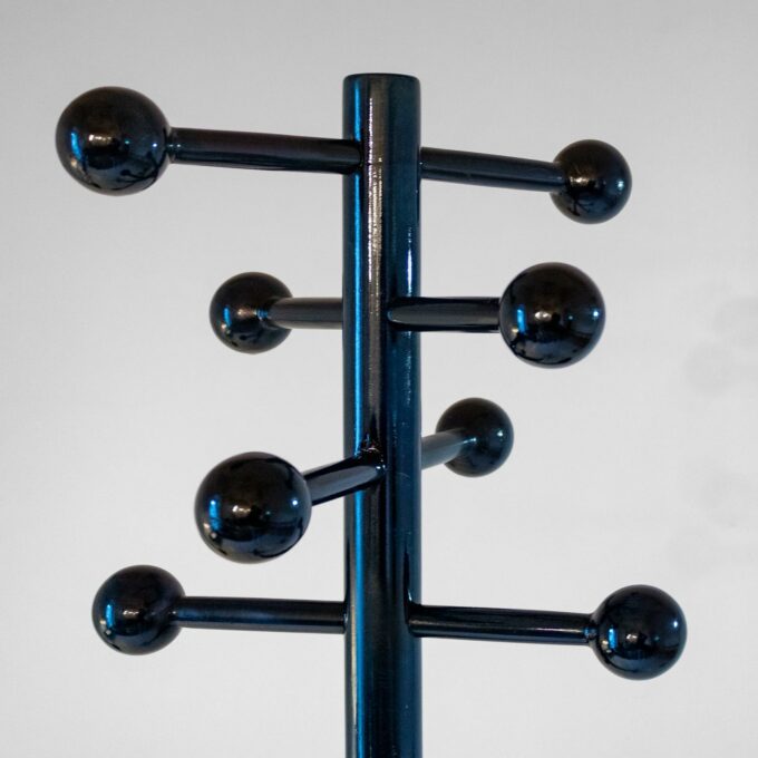1970s Italian Modern Dark Green Glazed Wood Coat Rack - Image 3