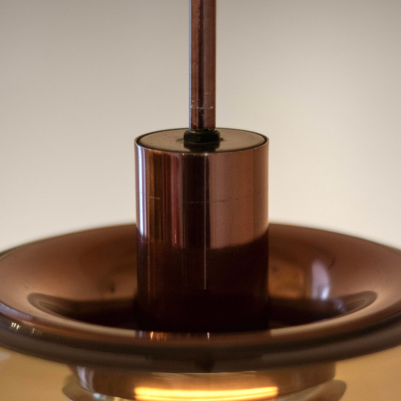 Design Italian Smoked Glass and Bronzed Pendant - Image 7