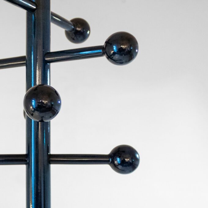 1970s Italian Modern Dark Green Glazed Wood Coat Rack - Image 4