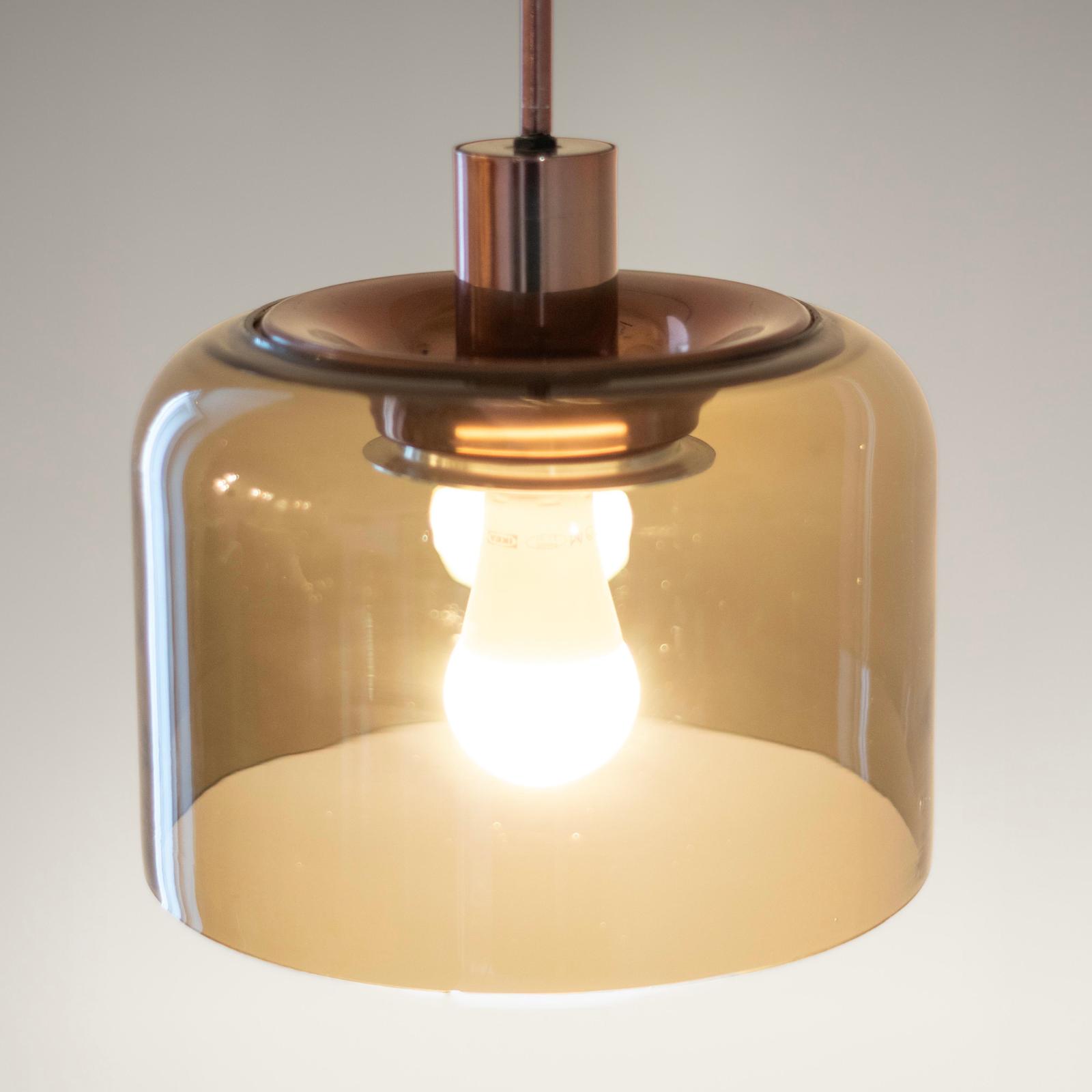 Design Italian Smoked Glass and Bronzed Pendant - Image 5