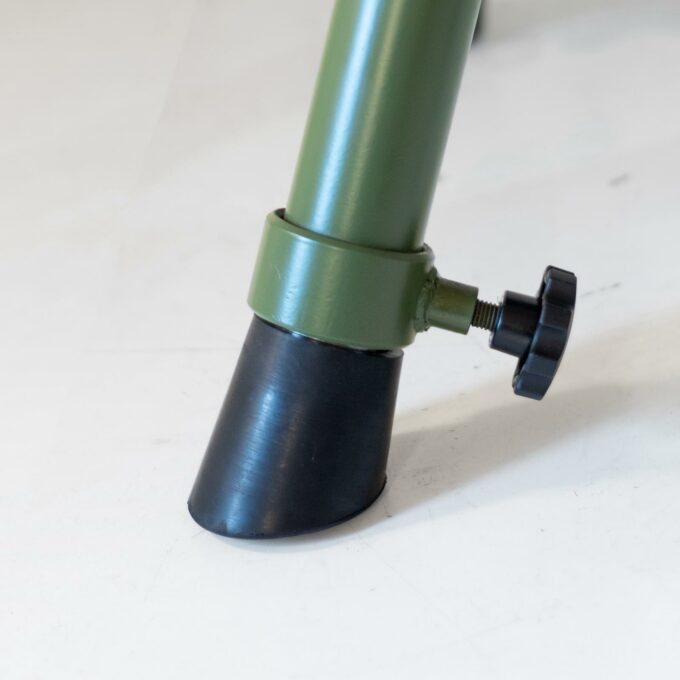 Mid-Century Modern Industrial Vaulting Horse Bench, Green Metal & Black Leather - Image 8