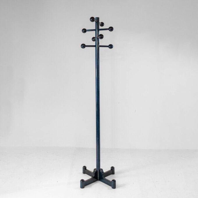 1970s Italian Modern Dark Green Glazed Wood Coat Rack - Image 10